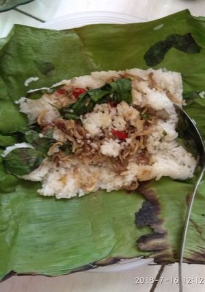 Foto resep Nasi bakar ikan teri