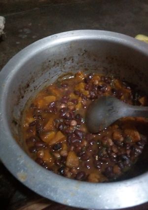 A picture of Githeri with pumpkins.