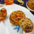 Pretzel bread buns filled tomato kootu