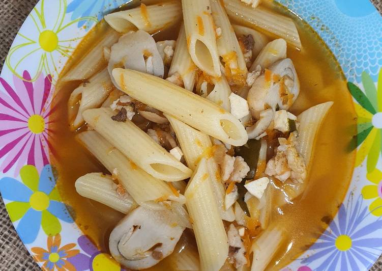 Bolognese macaroni mushroom soup ala fe
