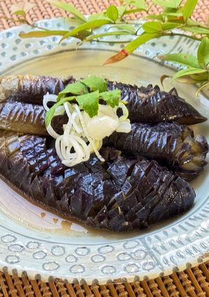 A picture of Japanese Simmered Eggplant.