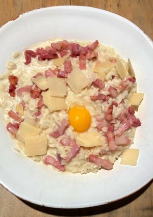 Une photo de Risotto à la Carbonara