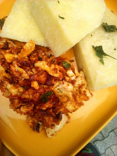 A picture of Boiled yam and egg.