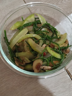 海蘆筍炒扁蒲蝦米 的食譜成品照片