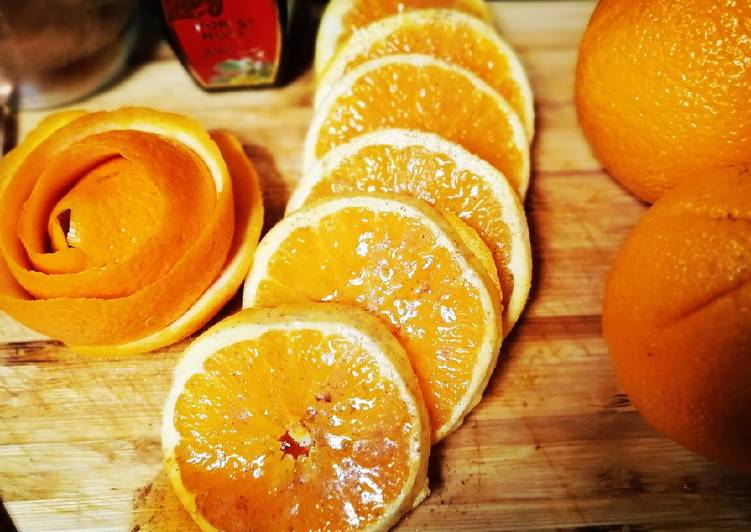 شرائح البرتقال بالعسل والقرفه 🍊🍊🍯😋😋😋