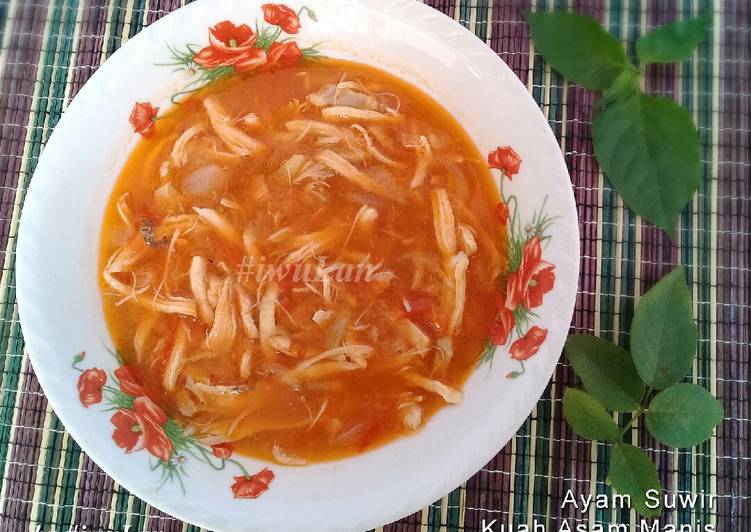 Bagaimana Menyiapkan Ayam Suwir Kuah Asam Manis (No Spicy), Menggugah Selera