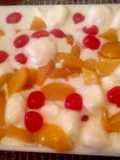 Postre Frío con Nubes, Duraznos y Cerezas🍨