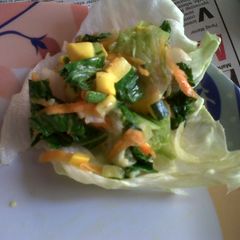 A picture of Bok Choy-Zucchini in Lettuce cups.
