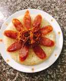 Xôi chiên mỡ gà mix lạp xưởng bò khô