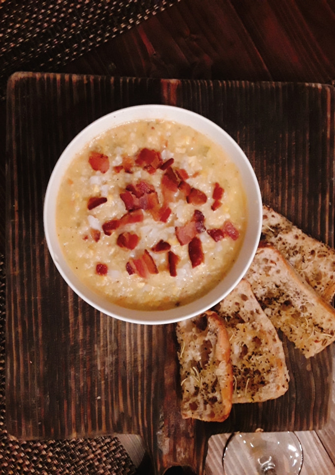A picture of Potato and corn chowder.