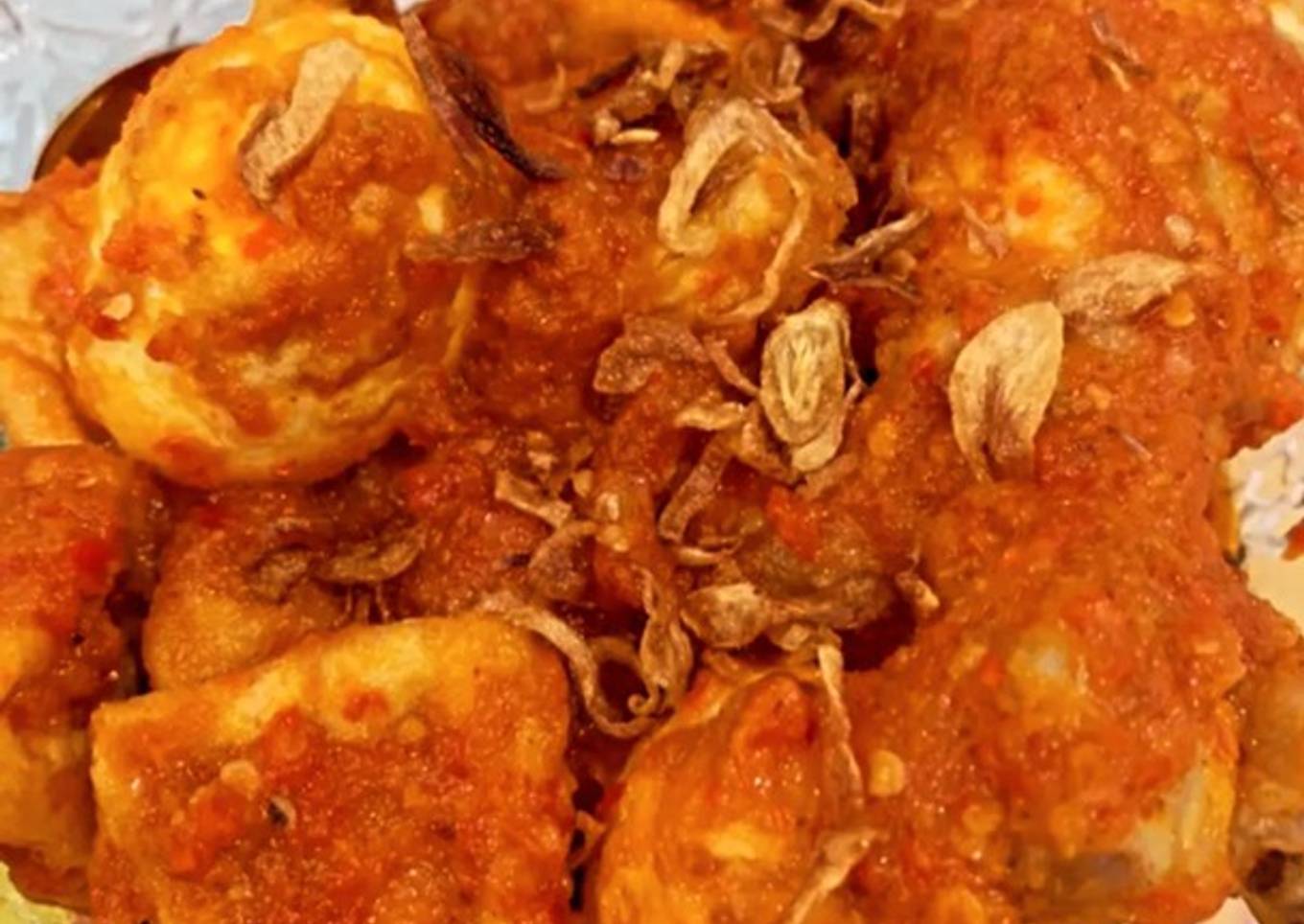 Balado/bali ayam tahu telur