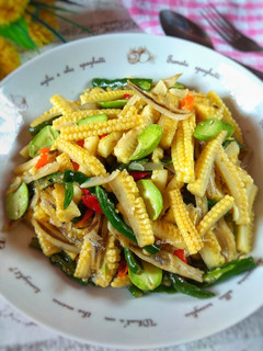 Foto resep Tumis jagung putren teri pete