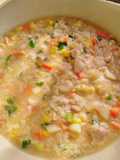 Soup kental Telor,jagung manis dan dada ayam