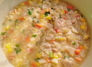 Foto resep Soup kental Telor,jagung manis dan dada ayam