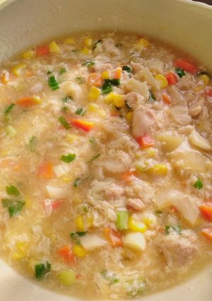 Foto resep Soup kental Telor,jagung manis dan dada ayam