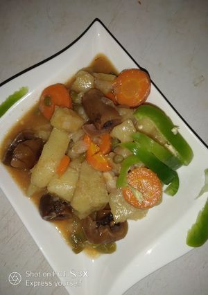 A picture of Yam veggies soup#Abjmoms #Abujamums.