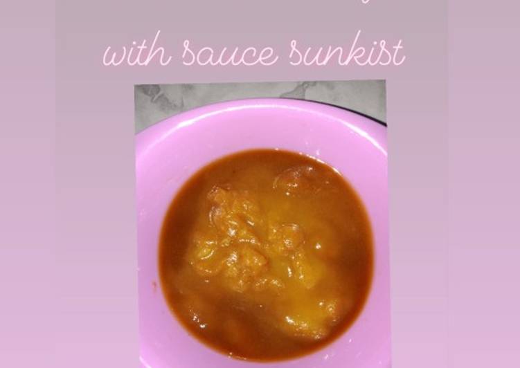 Mpasi puree ubi orange with sauce sunkist