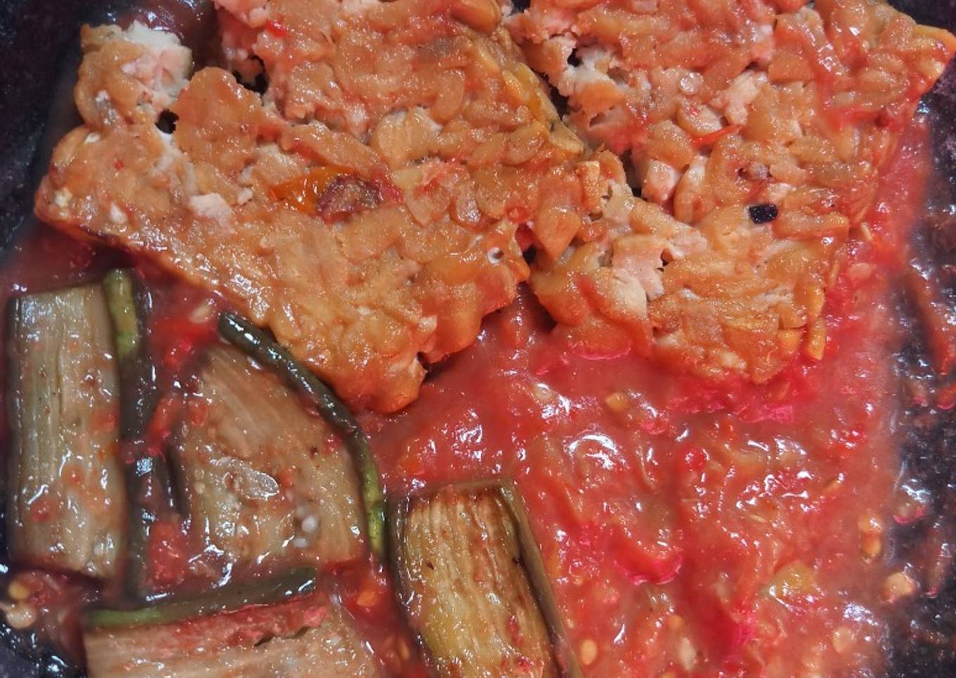Penyet tempe terong