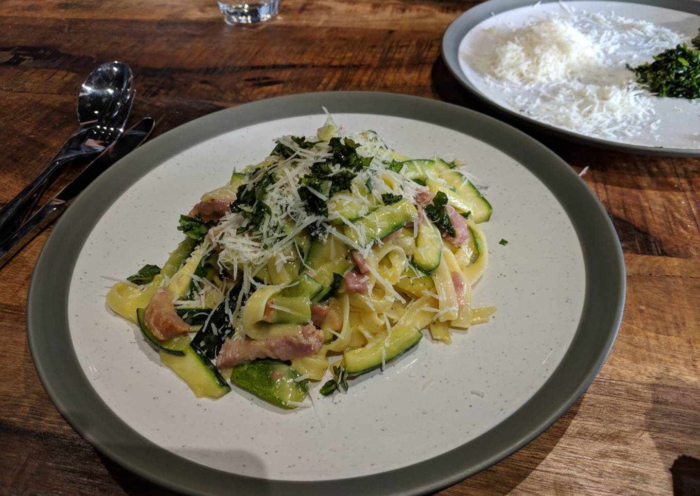 Courgette & Pancetta Penne Carbonara