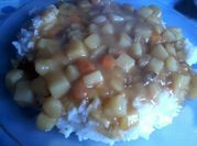Una foto de arroz con curry japones