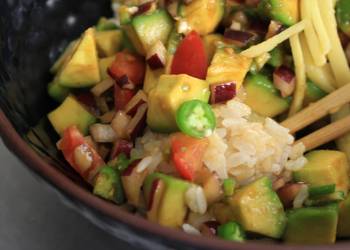 Unique Recipe Chili Sesame Avocado  Brown Sushi Rice Bowl for 1 Delicious Nutritious