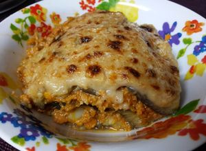 Foto principal de Moussaka con patata y soja texturizada (en MCC o en thermomix)