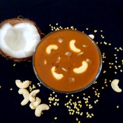 A picture of Paruppu payasam / moong dal kheer.