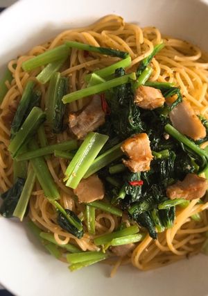 A picture of Bacon and Spinach Pasta.