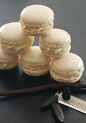 Une photo de Macarons à la vanille bleue et fève tonka
