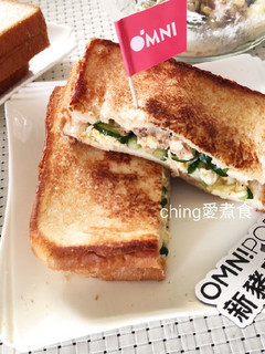OMNI新鮪魚素食早餐新選擇-熱壓水煮鮪魚蛋吐司 的食譜成品照片