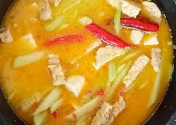Easy Fast Cooking Spicy Coconut Soup with Vegetables and Tofu Sayur Lodeh Pedas Savory Delicious