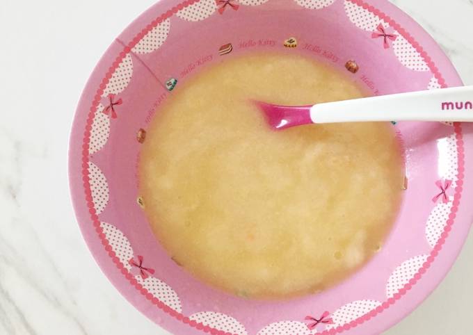 MPASI Zoe (6M+) : Bubur Sawi putih + Jagung susu + Wortel + Kaldu ayam