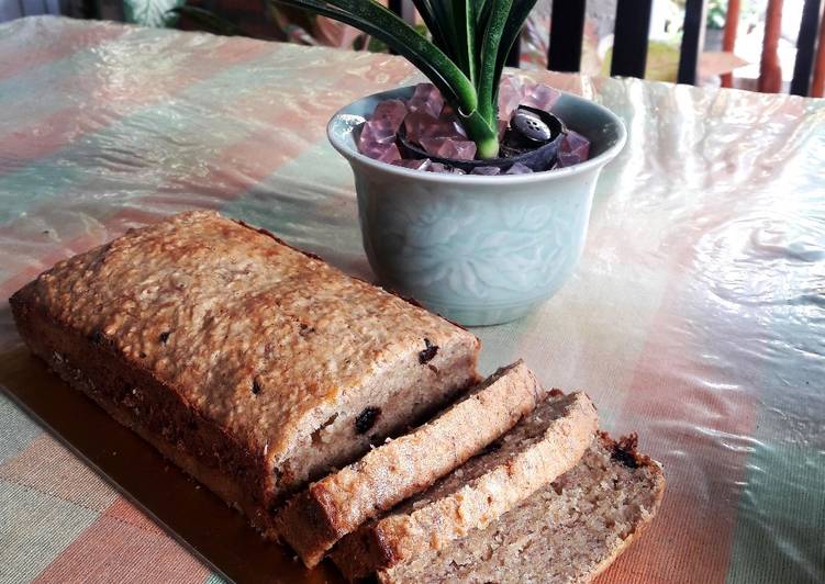 Cinnamon Banana Oat Loaf tanpa mixer (pisang, gandum, kismis)