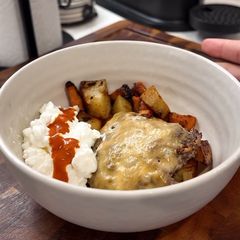 A picture of High protein burger bowl.