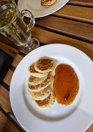 A picture of Mini Sunday Pancakes to break fast.