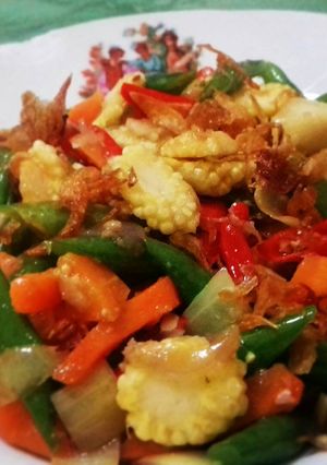 Foto resep Tumis buncis jagung muda pedas
