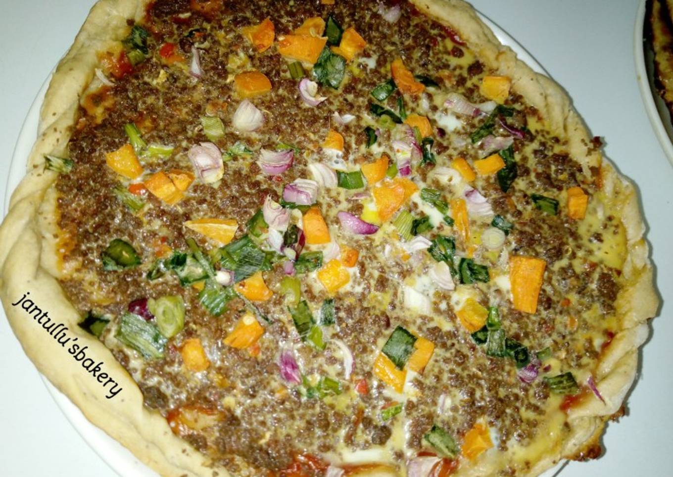 Cheeseless colourful pizza