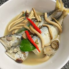 A picture of Thai Hot and sour (Tom Yam) Mackerel soup.