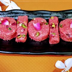 A picture of गुलाब से बनी हुई बर्फी(gulab se bni hui barfi recipe in hindi).