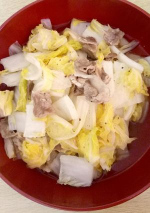 Hình của món Cải thảo xào thịt heo.
