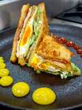 Sandwich with mayonaise and chili sauce