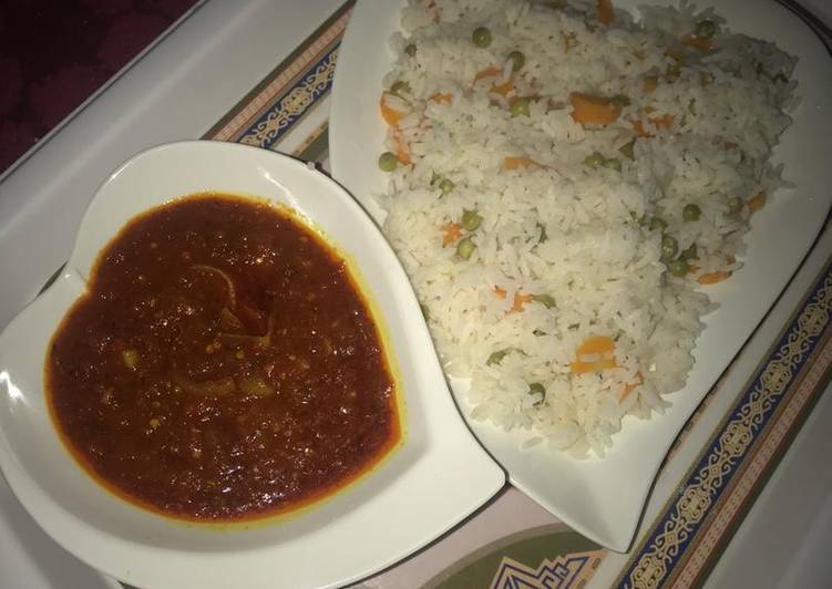 Carrot and green beans rice with stew