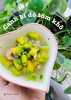 Hình của món Canh bí đỏ tôm khô nấu bằng nước luộc hến.