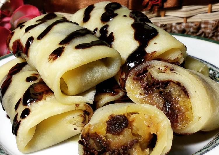 Pancake Gulung Pisang Coklat Kismis