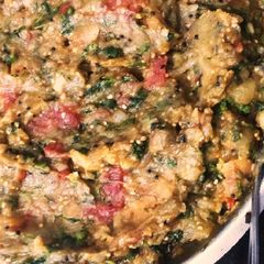 A picture of Dhaba style baingan(eggplant) bharta.