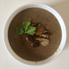 A picture of 4-Mushroom soup #vegan #vegetarian #paleo #soupcontest.