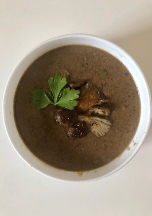 A picture of 4-Mushroom soup #vegan #vegetarian #paleo #soupcontest.