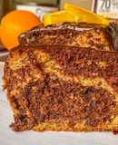 Bizcocho marmolado de naranja y chocolate