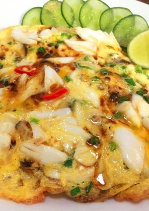 รูปของ ไข่เจียวเนื้อปูและเห็ดหอมสด