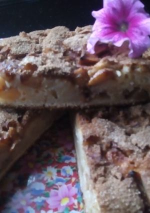 Una foto de Torta de manzanas con cubierta de azúcar y canela. 🌸